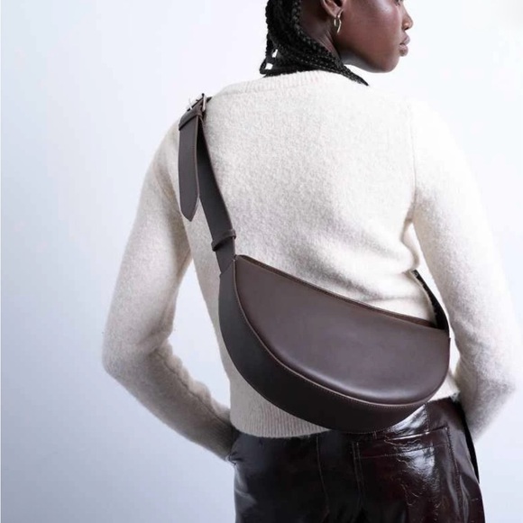 L'INTERVALLE Handbags - L'INTERVALLE Dark Brown Crescent Crossbody Bag